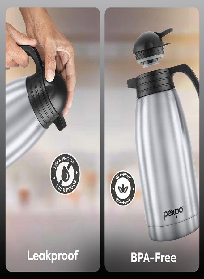 Pexpo Cosmo ISI Certified Stainless Steel Carafe - 2 Litre | Hot & Cold Triple Wall Vacuum Insulated Flask for Tea & Coffee | Home, Office, Kitchen, Restaurants - Silver - Image 4